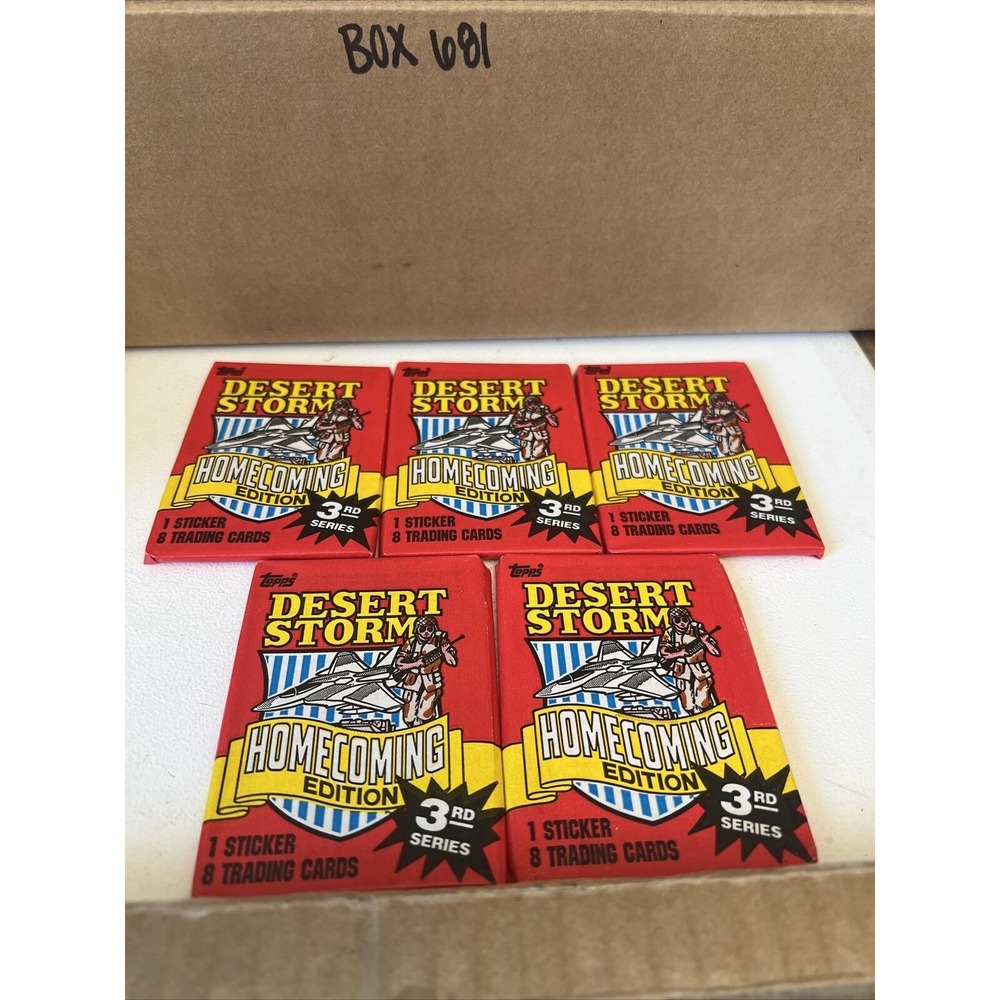 1991 Topps Desert Storm Homecoming series 3rd series Single Wax Pack Lot Of 5